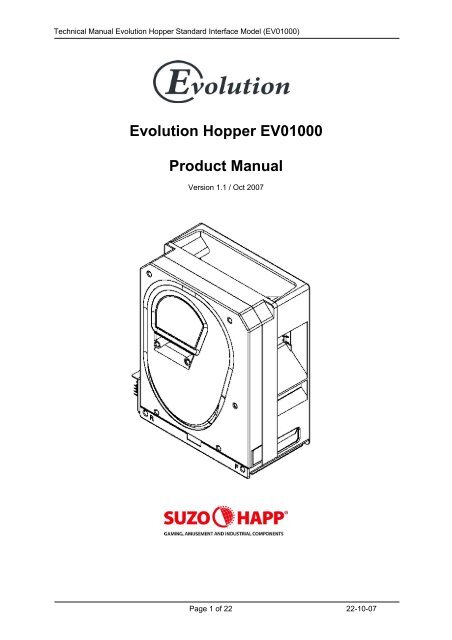 Evolution Hopper EV01000 Product Manual - Sensis