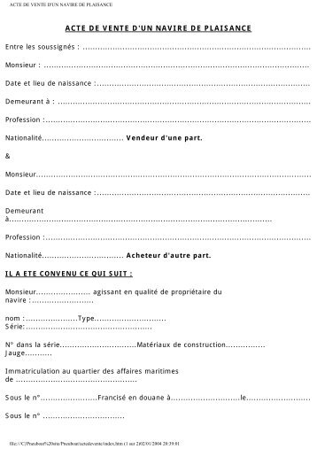 Demande de francisation et d'immatriculation d'un navire sous ...