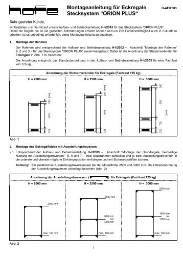 Montageanleitung fÃ¼r Eckregale Stecksystem âORION PLUSâ