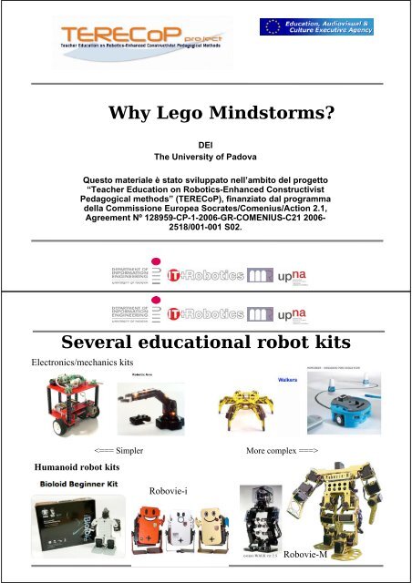 Why Lego Mindstorms? Several educational robot kits - Index of