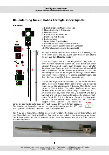 Bauanleitung hohes GSP - Digitalzentrale