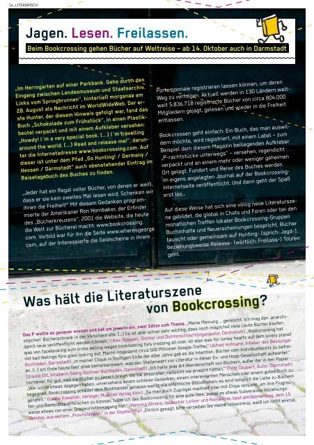 Veranstaltungskalender Bookcrossing in Darmstadt ... - P-Magazin