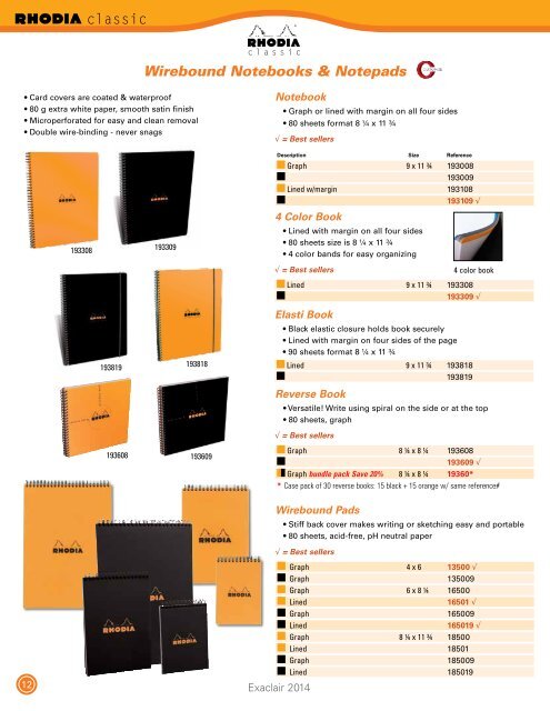 Exaclair 2013 Catalog | Quality Stationery Products ... - Exaclair, Inc.