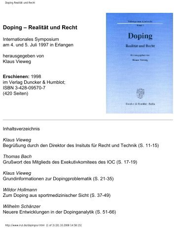 Doping Realität und Recht - Institut für Recht und Technik