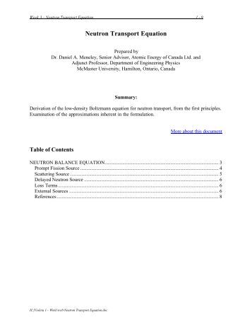 46 Nodal Reactor Neutron Transport Equation Nuclear Engineering At Mcmaster