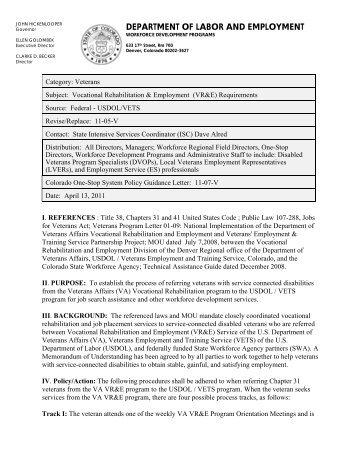 PGL 11-07-V Voc Rehab VRE Requirements.doc - Colorado ...