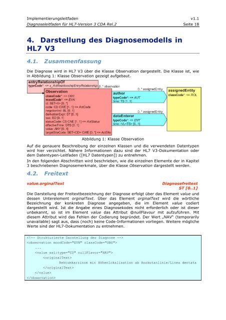 Darstellung von Diagnosen auf Basis der HL7 Clinical Document ...