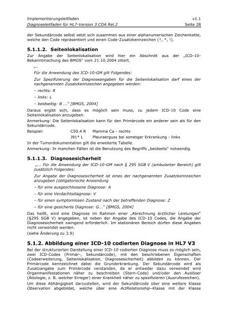 Darstellung von Diagnosen auf Basis der HL7 Clinical Document ...