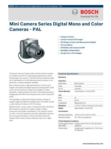 Mini Camera Series Digital Mono and Color ... - SourceSecurity.com