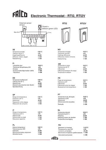 Electronic Thermostat - RTI2, RTI2V - Frico