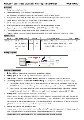 Manual of Sensorless Brushless Motor Speed Controller ... - HiModel