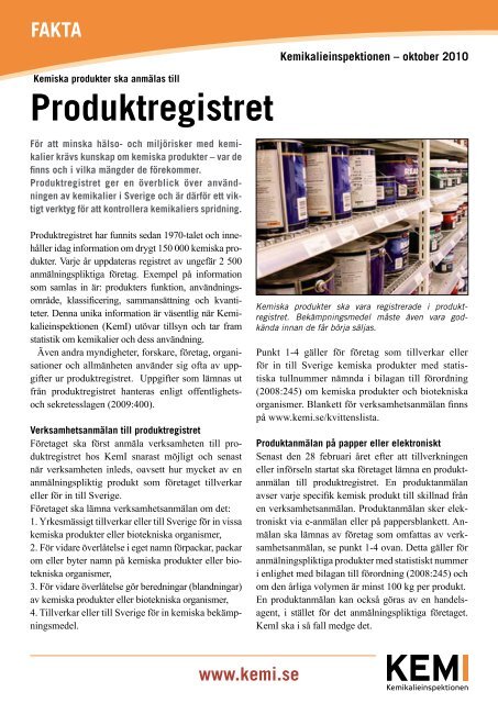 Produktregistret - Kemikalieinspektionen