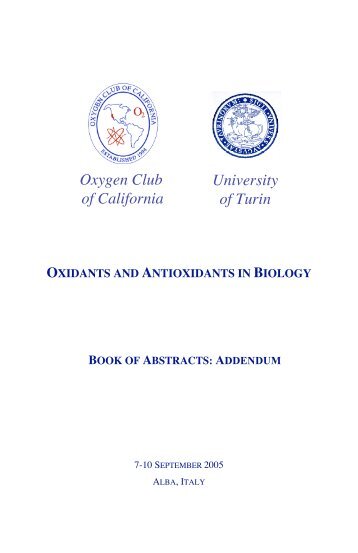 OXIDANTS AND ANTIOXIDANTS IN BIOLOGY - Oxygen Club of ...