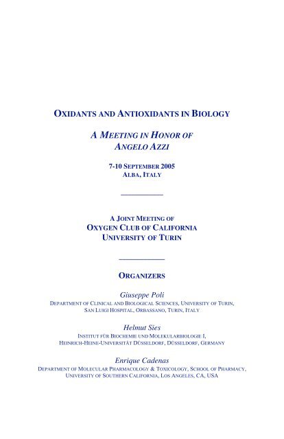 OXIDANTS AND ANTIOXIDANTS IN BIOLOGY - Oxygen Club of ...