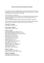 Official Bird List - Trinidad and Tobago Rare Bird Committee