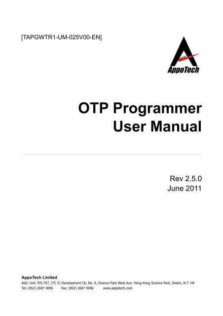 OTP Programmer User Manual - AppoTech