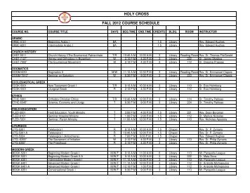 Fall 2012 Holy Cross Course Schedule