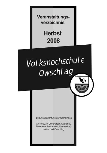 Veranstaltungs- verzeichnis Herbst 2008 - Gemeinde Owschlag