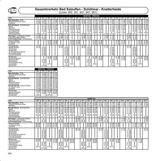 Gesamtverkehr Knetterheide - Schötmar - Bad Salzuflen