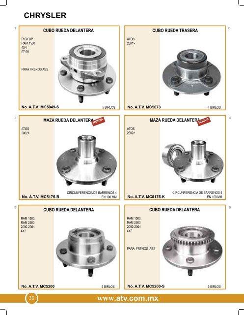 alta tecnologÃ­a vehicular - ATV  MEXICO Mazas y Suspension