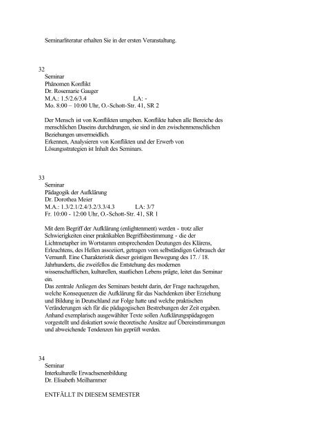 Kommentiertes Verzeichnis der Lehrveranstaltungen WS 2001/2002