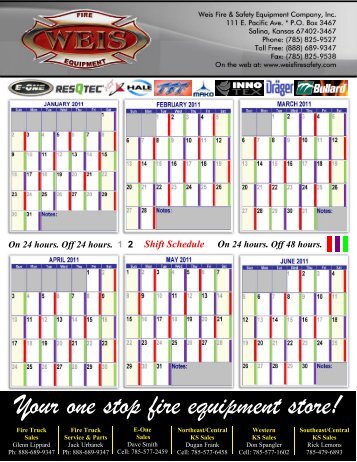 Shift Calendar 2011 - Weis Fire & Safety Equipment Company, Inc.