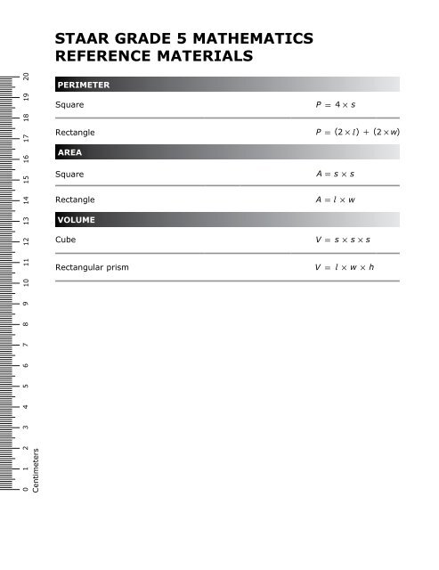 6th Grade Staar Formula Chart