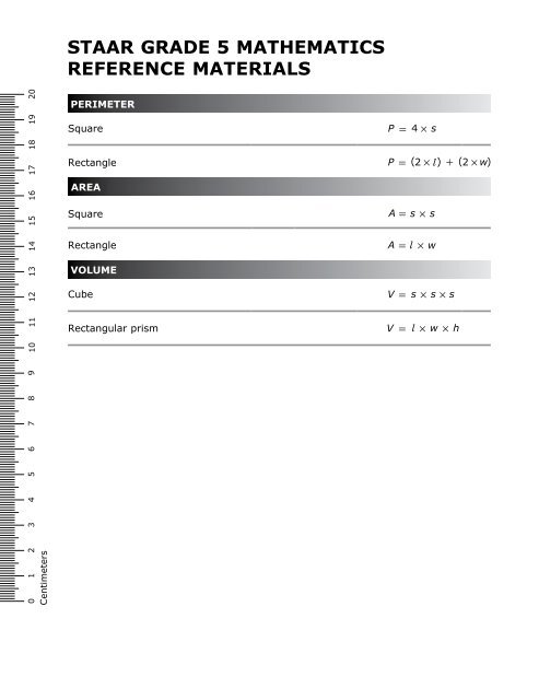 7th Grade Math Staar Reference Chart