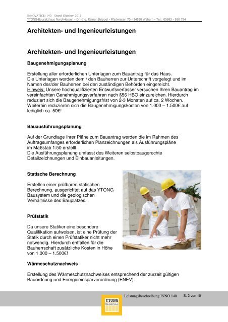 und Leistungsbeschreibung Innovationshaus INNO 140 - Ytong ...