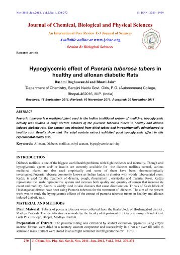 Hypoglycemic effect of Pueraria tuberosa tubers in healthy and ...