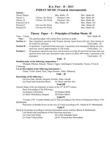 B.A. Part â II - 2013 INDIAN MUSIC (Vocal & Instrumental) Theory ...