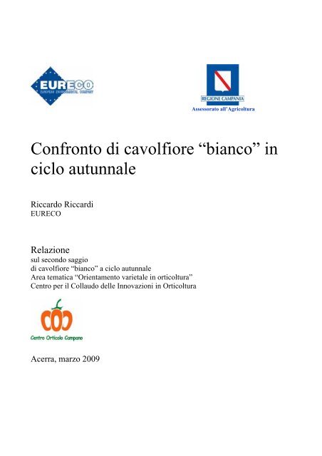 Confronto di cavolfiore “bianco” in ciclo autunnale - Regione ...