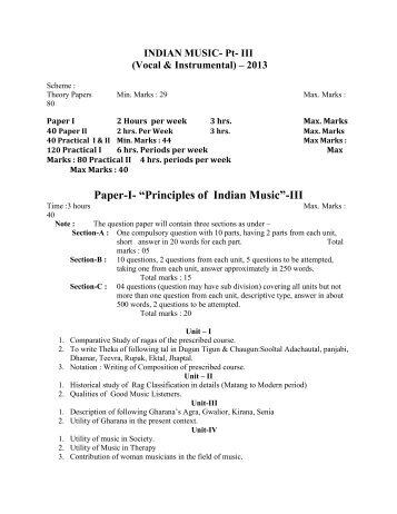 Paper-I- âPrinciples of Indian Musicâ-III