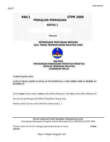 946/1 STPM 2009 - Trial Paper Collection