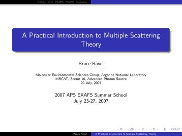 A Practical Introduction to Multiple Scattering Theory - CARS