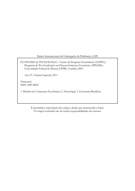 Revista Economia & Tecnologia - Universidade Federal do ParanÃ¡