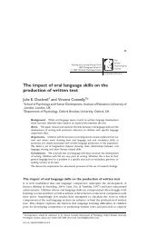 The impact of oral language skills on the production of written text