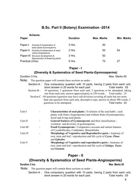 . Part II (Botany) Examination -2014 Paper - II (Diversity ...