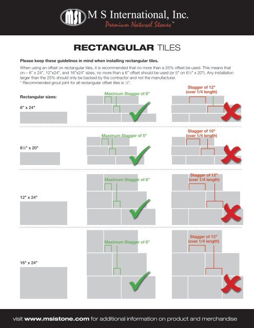 Porcelain Ceramic Rectangular Installation Guidelines - Natural Stone