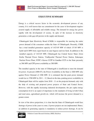 executive summary - Chhattisgarh Environment Conservation Board ...