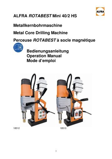 ALFRA ROTABEST Mini 40/2 HS Metallkernbohrmaschine Metal ...