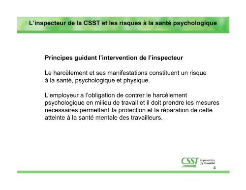 L'inspecteur de la CSST et les risques Ã  la santÃ© ... - Asstsas