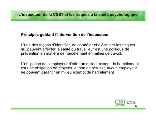 L'inspecteur de la CSST et les risques Ã  la santÃ© ... - Asstsas