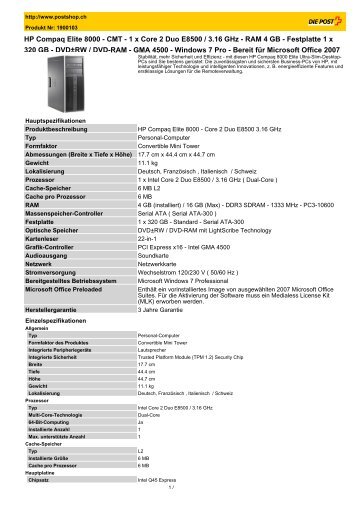 HP Compaq Elite 8000 - CMT - 1 x Core 2 Duo E8500 / 3.16 GHz ...