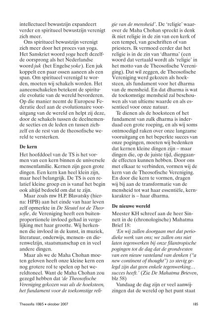 Jaargang 108, nummer 5, oktober 2007 - Theosofische Vereniging ...