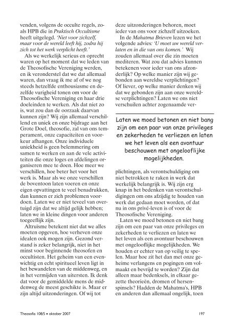 Jaargang 108, nummer 5, oktober 2007 - Theosofische Vereniging ...