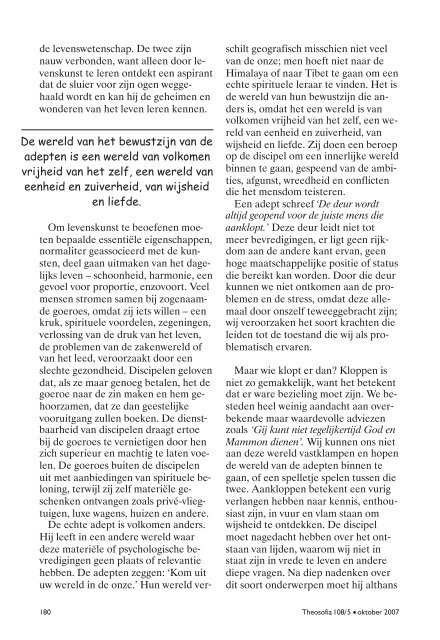 Jaargang 108, nummer 5, oktober 2007 - Theosofische Vereniging ...