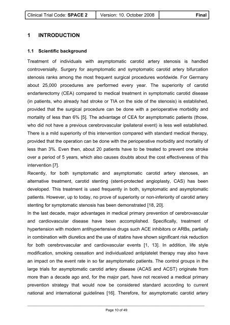 CLINICAL TRIAL PROTOCOL SPACE 2 Stent ... - SPACE-2 Studie