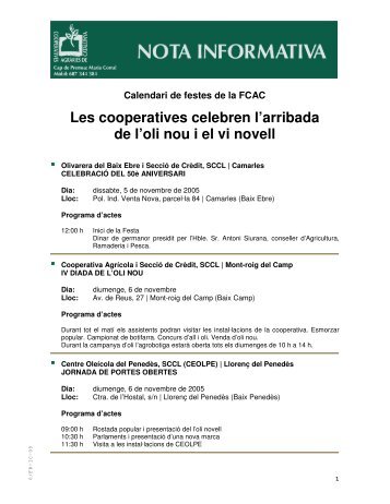 Calendari de festes de la FCAC - RuralCat