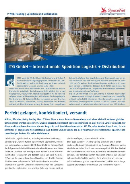 ITG GmbH â€“ Internationale Spedition Logistik + ... - SpaceNet AG